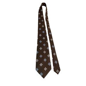 The Collins Co Brown Medallion NeckTie Polyester Classic Retro Dad Gift Vintage